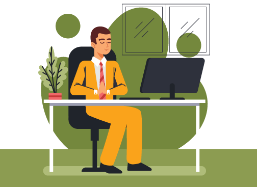 Luxe Drive Digital Marketing America's Top Marketing Agency A person in an orange suit is sitting at a desk with a computer and a plant, working on Luxe Drive Digital Marketing strategies, in an office setting with two windows in the background. Luxe Drive Digital Marketing We Drive Your Growth