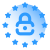 Luxe Drive Digital Marketing America's Top Marketing Agency A circular icon depicting a lock in the center surrounded by small stars, symbolizing security and protection, with a light blue gradient background, perfect for Luxe Drive's sophisticated digital marketing materials. Luxe Drive Digital Marketing We Drive Your Growth