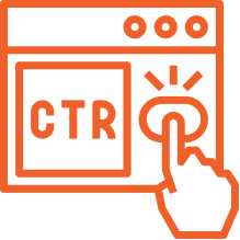 Luxe Drive Digital Marketing America's Top Marketing Agency Illustration of a hand clicking a button next to "CTR" inside a web browser window icon, embodying the essence of digital marketing services. Luxe Drive Digital Marketing We Drive Your Growth
