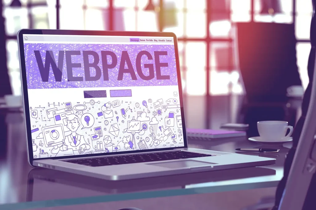 Luxe Drive Digital Marketing America's Top Marketing Agency Laptop displaying a webpage with illustrated icons on the screen, set on a glass table in a sunlit room with blurred background. Luxe Drive Digital Marketing We Drive Your Growth