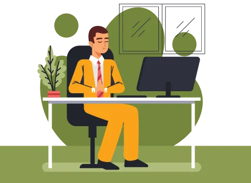 Luxe Drive Digital Marketing America's Top Marketing Agency A person in an orange suit is sitting at a desk with a computer and a plant, working on Luxe Drive Digital Marketing strategies, in an office setting with two windows in the background. Luxe Drive Digital Marketing We Drive Your Growth