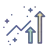 Luxe Drive Digital Marketing America's Top Marketing Agency Icon depicting a rising line graph with upward-pointing arrows and scattered stars, embodying the success of Luxe Drive's Digital Marketing strategies. Luxe Drive Digital Marketing We Drive Your Growth