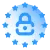 Luxe Drive Digital Marketing America's Top Marketing Agency A circular icon depicting a lock in the center surrounded by small stars, symbolizing security and protection, with a light blue gradient background, perfect for Luxe Drive's sophisticated digital marketing materials. Luxe Drive Digital Marketing We Drive Your Growth