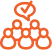 Luxe Drive Digital Marketing America's Top Marketing Agency Orange icon of several people outlines with a speech bubble above, containing a checkmark. Luxe Drive Digital Marketing We Drive Your Growth